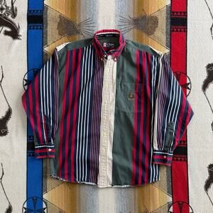 Vintage 90s Men’s Chaps Ralph Lauren Color Block Striped Button Up Shirt Medium